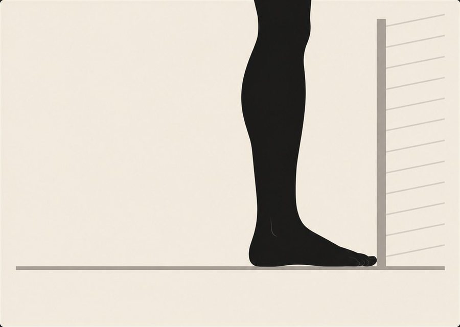 Step one: bare foot pointed straight at the wall, big toe touching it