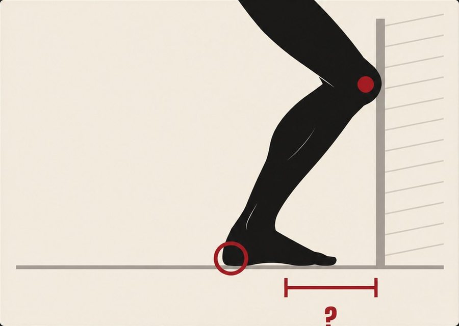 Step three: the foot slid back until the knee can only just touch the wall, measuring toe to wall