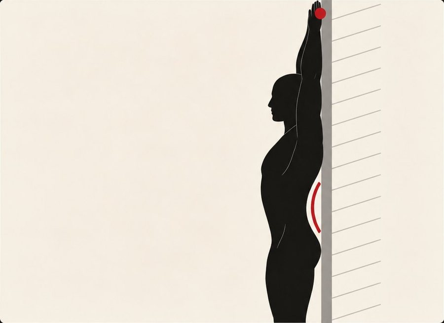 Step three: checking whether the low back lifted off the wall during the reach