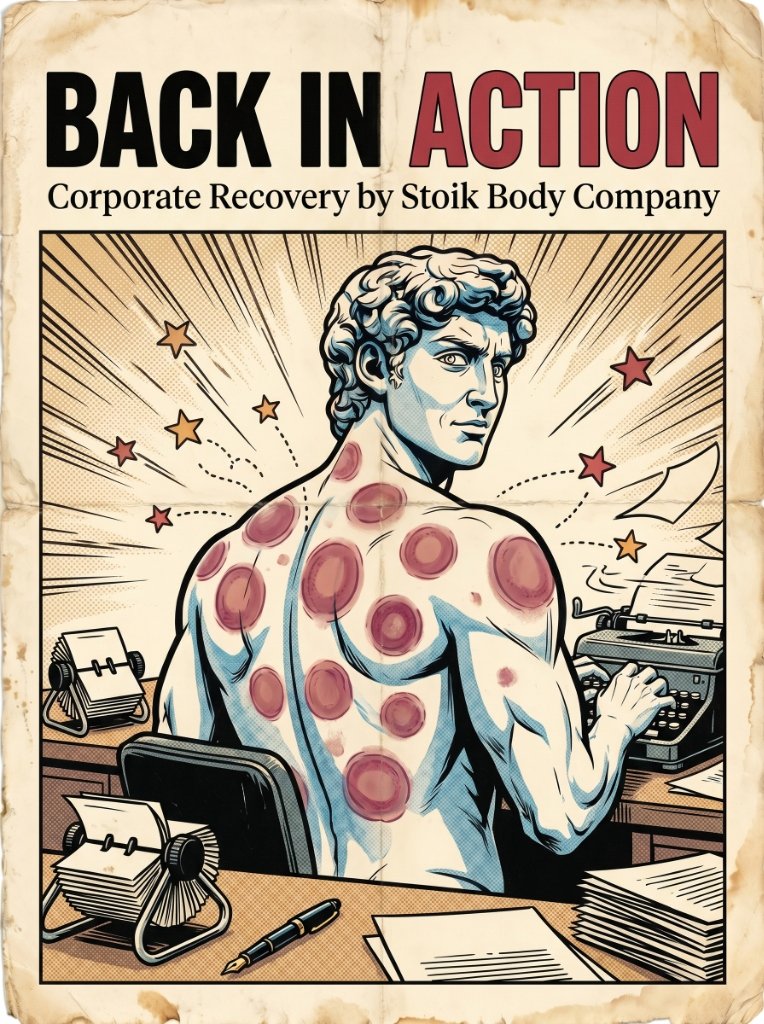 Back in action cupping therapy poster