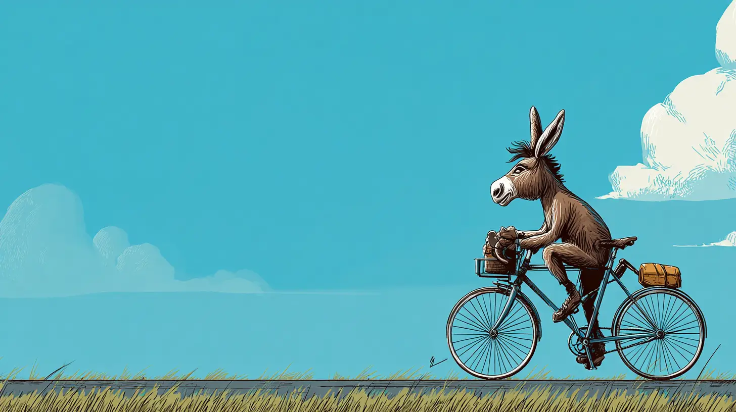 Cartoon donkey riding a bike in RAGBRAI